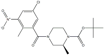 tert-butyl (S)-4-(5-chloro-2-methyl-3-nitrobenzoyl)-2-methylpiperazine-1-carboxylate Struktur