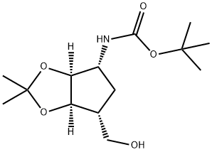 ((3aS,4R,6R,6aR)-6-Hydroxymethyl-2,2-dimethyl-tetrahydro-cyclopenta[1,3]dioxol-4-yl)-carbamic acid tert-butyl ester 结构式