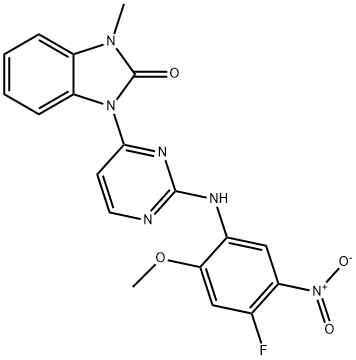 1-(2-((4-fluoro-2-methoxy-5-nitrophenyl)amino)pyrimidin-4-yl)-3-methyl-1,3-dihydro-2H-benzo[d]imidazol-2-one Struktur