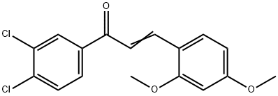 (2E)-1-(3,4-dichlorophenyl)-3-(2,4-dimethoxyphenyl)prop-2-en-1-one, 183798-71-2, 结构式