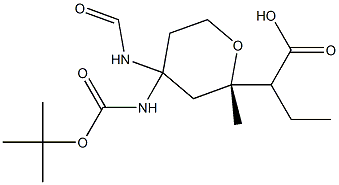 (S)-methyl 2-(4-((tert-butoxycarbonyl)amino)tetrahydro-2H-pyran-4-carboxamido)butanoate Struktur