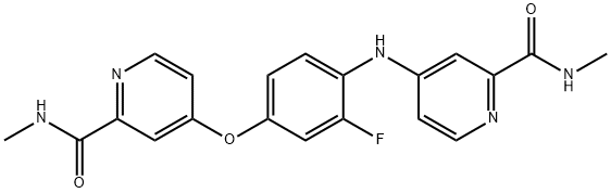 4-[2-fluoro-4-[2-(methylcarbamoyl)pyridin-4-yl]oxyanilino]-N-methylpyridine-2-carboxamide Struktur