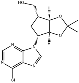 ((3aR,4R,6R,6aS)-6-(4-chloro-7H-pyrrolo[2,3-d]pyrimidin-7-yl)-2,2-dimethyl-tetrahydro-3aH-cyclopenta[d][1,3]dioxol-4-yl)methanol Struktur