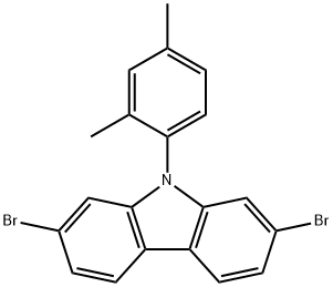 2,7-二溴-9-(2,4-二甲基苯基)-9H-咔唑 结构式