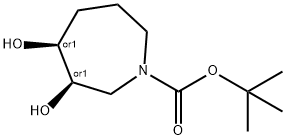 cis-tert-butyl -3,4-dihydroxy-1l4-azepane-1-carboxylate Struktur