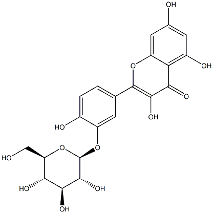 4H-1-Benzopyran-4-one, 2-(3-(beta-D-glucopyranosyloxy)-4-hydroxyphenyl)-3,5,7-trihydroxy-, 19254-30-9, 结构式