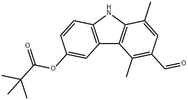 6-formyl-5,8-dimethyl-9H-carbazol-3-yl pivalate Structure