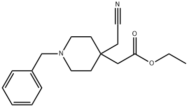 ethyl 2-(1-benzyl-4-(cyanomethyl)piperidin-4-yl)acetate 结构式