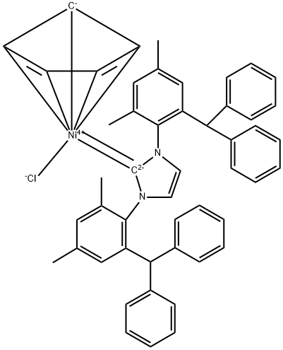 Chloro(cyclopentadienyl){1,3-bis[2-(diphenylmethyl)-4,6-dimethylphenyl]1H-imidazolium}nickel(II),1955555-28-8,结构式