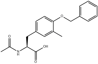 2-アセトアミド-3-(4-ベンジルオキシ-3-メチルフェニル)プロパン酸 化学構造式