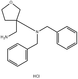 3-(aminomethyl)-N,N-dibenzyltetrahydrofuran-3-amine hydrochloride, 1956318-57-2, 结构式
