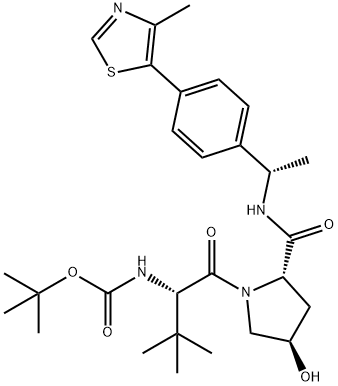tert-butyl ((S)-1-((2S,4R)-4-hydroxy-2-(((S)-1-(4-(4-methylthiazol-5-yl)phenyl)ethyl)carbamoyl)pyrrolidin-1-yl)-3,3-dimethyl-1-oxobutan-2-yl)carbamate Structure