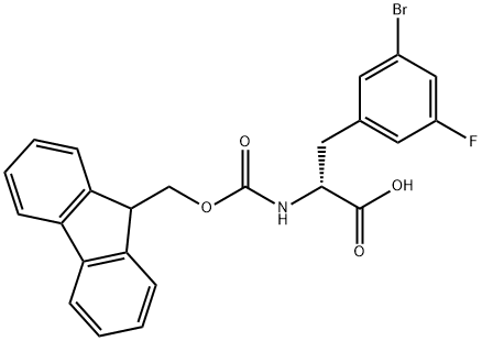 N-Fmoc-3-bromo-5-fluoro-D-phenylalanine,1998690-04-2,结构式