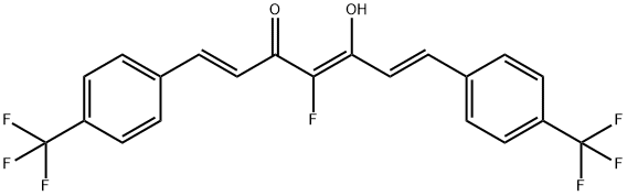 1,4,6-Heptatrien-3-one, 4-fluoro-5-hydroxy-1,7-bis[4-(trifluoromethyl)phenyl]-, (1E,4E,6E)- Struktur