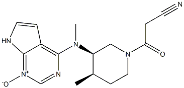 N-((3R,4R)-1-(2-cyanoacetyl)-4-methylpiperidin-3-yl)-N-methyl-7H-pyrrolo[2,3-d]pyrimidin-4-amine oxide 化学構造式