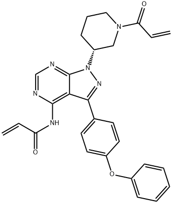 N-[1-[(3R)-1-(1-oxo-2-propen-1-yl)-3-piperidinyl]-3-(4-phenoxyphenyl)-1H-pyrazolo[3,4-d]pyrimidin-4-yl]- 2-Propenamide Structure