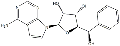 (2R,3R,4S,5R)-2-(4-aminopyrrolo[2,3-d]pyrimidin-7-yl)-5[(R)-hydroxy(phenyl)methyl]tetrahydrofuran-3,4-diol Structure