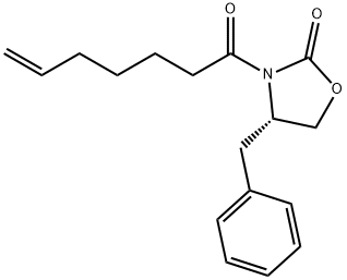 4S-benzyl-3-(6-heptenoyl)-oxazolidin-2-one Struktur