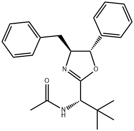 N-((S)-1-((4S,5S)-4-Benzyl-5-phenyl-4,5-dihydrooxazol-2-yl)-2,2-dimethylpropyl)acetamide Struktur