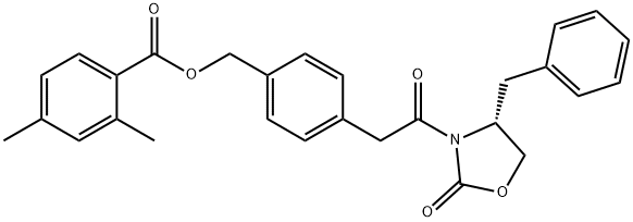 (R)-4-(2-(4-benzyl-2-oxooxazolidin-3-yl)-2-oxoethyl)benzyl 2,4-dimethylbenzoate, 2097334-18-2, 结构式