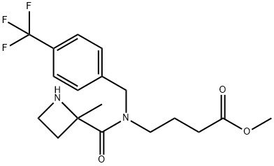 methyl 4-(2-methyl-N-(4-(trifluoromethyl)benzyl)azetidine-2-carboxamido)butanoate Struktur