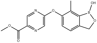 methyl 5-((1-hydroxy-7-methyl-1,3-dihydrobenzo[c][1,2]oxaborol-6-yl)oxy)pyrazine-2-carboxylate 结构式
