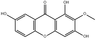 1,3,7-トリヒドロキシ-2-メトキシキサントン 化学構造式