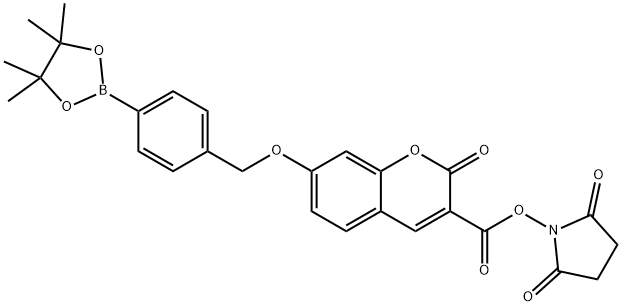 2,5-dioxopyrrolidin-1-yl 2-oxo-7-((4-(4,4,5,5-tetramethyl-1,3,2-dioxaborolan-2-yl)benzyl)oxy)-2H-chromene-3-carboxylate,2144513-80-2,结构式