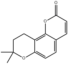 8,8-dimethyl-9,10-dihydropyrano[2,3-h]chromen-2-one 化学構造式