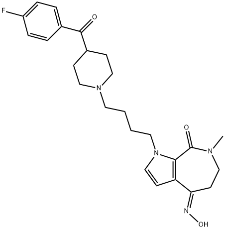 Pyrrolo[2,3-c]azepine-4,8(1H,5H)-dione, 1-[4-[4-(4-fluorobenzoyl)-1-piperidinyl]butyl]-6,7-dihydro-7-methyl-, 4-oxime, (4E)- Structure