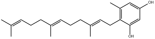 1,3-Benzenediol,5-methyl-4-[(2E,6E)-3,7,11-trimethyl-2,6,10-dodecatrien-1-yl]- Structure