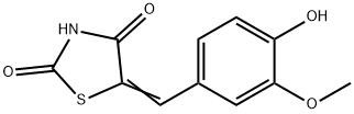 5-(3-メトキシ-4-ヒドロキシベンジリデン)チアゾリジン-2,4-ジオン 化学構造式