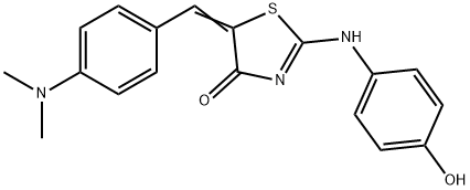 (E)-5-((Z)-4-(dimethylamino)benzylidene)-2-((4-hydroxyphenyl)imino)thiazolidin-4-one Structure