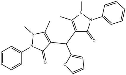 4,4-(furan-2-ylmethylene)bis(1,5-dimethyl-2-phenyl-1,2-dihydro-3H-pyrazol-3-one),2497-56-5,结构式