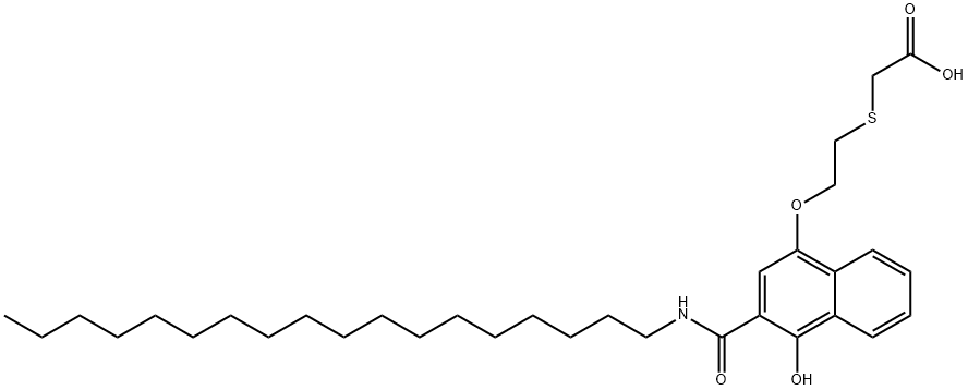 2-[2-[4-hydroxy-3-(octadecylcarbamoyl)naphthalen-1-yl]oxyethylsulfanyl]acetic acid Struktur