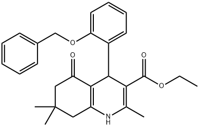ethyl 4-(2-(benzyloxy)phenyl)-2,7,7-trimethyl-5-oxo-1,4,5,6,7,8-hexahydroquinoline-3-carboxylate Struktur