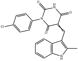 (5E)-1-(4-chlorophenyl)-5-[(2-methyl-1H-indol-3-yl)methylidene]-1,3-diazinane-2,4,6-trione Structure