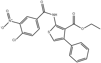 ethyl 2-(4-chloro-3-nitrobenzamido)-4-phenylthiophene-3-carboxylate Struktur