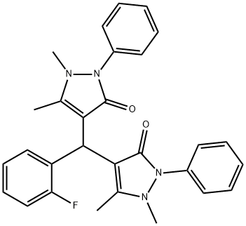 4,4-((2-fluorophenyl)methylene)bis(1,5-dimethyl-2-phenyl-1,2-dihydro-3H-pyrazol-3-one) Structure
