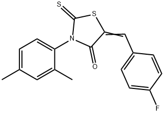(Z)-3-(2,4-dimethylphenyl)-5-(4-fluorobenzylidene)-2-thioxothiazolidin-4-one Struktur