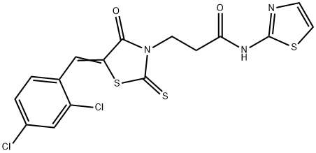 (Z)-3-(5-(2,4-dichlorobenzylidene)-4-oxo-2-thioxothiazolidin-3-yl)-N-(thiazol-2-yl)propanamide Structure