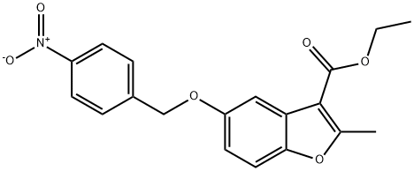 ethyl 2-methyl-5-((4-nitrobenzyl)oxy)benzofuran-3-carboxylate Struktur