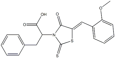 (Z)-2-(5-(2-methoxybenzylidene)-4-oxo-2-thioxothiazolidin-3-yl)-3-phenylpropanoic acid Struktur
