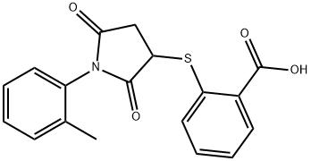 2-((2,5-dioxo-1-(o-tolyl)pyrrolidin-3-yl)thio)benzoic acid Structure