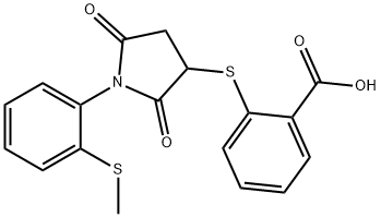2-((1-(2-(methylthio)phenyl)-2,5-dioxopyrrolidin-3-yl)thio)benzoic acid Struktur