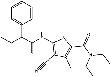 4-cyano-N,N-diethyl-3-methyl-5-(2-phenylbutanoylamino)thiophene-2-carboxamide Structure