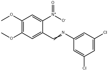 (3,5-dichlorophenyl)(4,5-dimethoxy-2-nitrobenzylidene)amine Structure