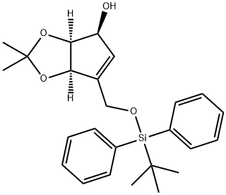 (3aS,4S,6aR)-6-((tert-butyldiphenylsilyloxy)methyl)-2,2-dimethyl-4,6a-dihydro-3aH-cyclopenta[d][1,3]dioxol-4-ol,303963-93-1,结构式