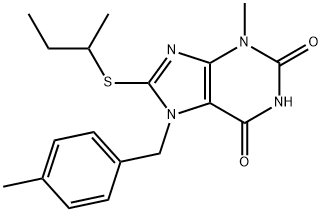 8-(sec-butylthio)-3-methyl-7-(4-methylbenzyl)-3,7-dihydro-1H-purine-2,6-dione Struktur