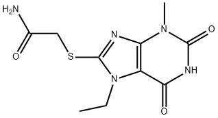 2-((7-ethyl-3-methyl-2,6-dioxo-2,3,6,7-tetrahydro-1H-purin-8-yl)thio)acetamide Struktur